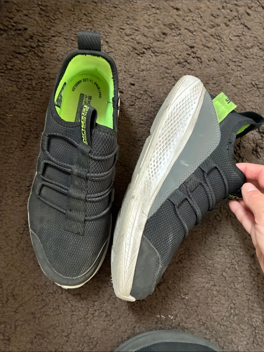 Skechers GO RUN SLIP INS SNEAKERS BLACK GREEN Slip-On SZ 6